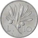 1870R 10 lire 1947 Ramo di ulivo Roma Alluminio