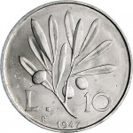 1871R 10 lire 1947 Ramo di ulivo Roma Alluminio