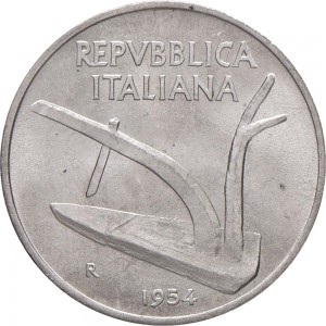 2156D 10 lire 1954 Spighe Roma Italma