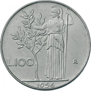 1953R 100 lire 1956 Minerva 1° tipo Roma Acmonital