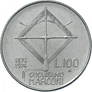 1994R 100 lire 1974 Guglielmo Marconi Roma Acmonital