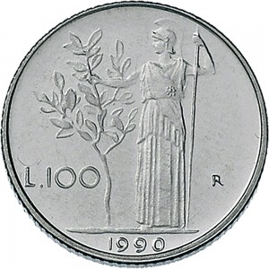 1997D 100 lire 1990 Minerva 2° tipo Roma Acmonital