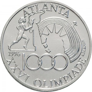 2510R 1.000 lire 1996 XXVI Olimpiade di Atlanta Roma Argento