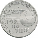 2522R 10.000 lire 1998 Mondiali di calcio Francia Roma Argento