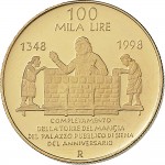 2388R 100.000 lire 1998 Torre del Mangia Roma Oro