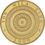 2390R 100.000 lire 1999 Basilica di San Francesco Roma Oro