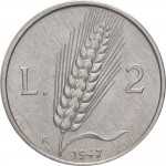 1882R 2 lire 1947 Spiga Roma Alluminio