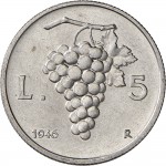 1875R 5 lire 1946 Ramo di vite Roma Alluminio