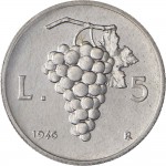 1876R 5 lire 1946 Ramo di vite Roma Alluminio