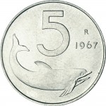 2563R 5 lire 1967 Delfino Roma Italma