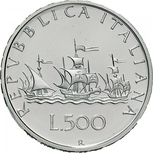 1772R 500 lire 1958 Caravelle Roma Argento