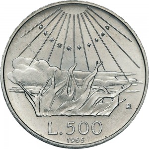 1840R 500 lire 1965 Dante Alighieri Roma Argento