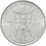2404R 500 lire 1984 XXIII Olimpiade di Los Angeles Roma Argento