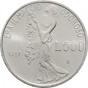 2422R 500 lire 1987 Giacomo Leopardi Roma Argento