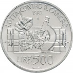 2436R 500 lire 1989 Lotta contro il cancro Roma Argento