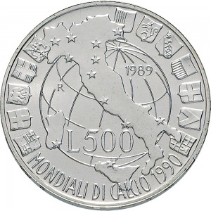 2440R 500 lire 1989 Mondiali di calcio Italia 
