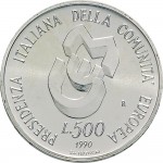 2452R 500 lire 1990 Presidenza italiana Comunità europea Roma Argento