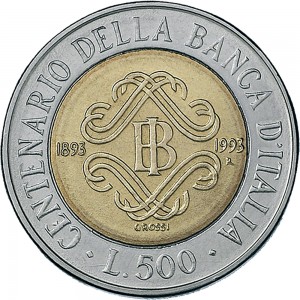 1892R 500 lire 1993 Monogramma Banca d