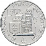 2484R 500 lire 1993 Università di Pisa Roma Argento