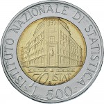 1896R 500 lire 1996 Palazzo ISTAT Roma Acmonital e Bronzital