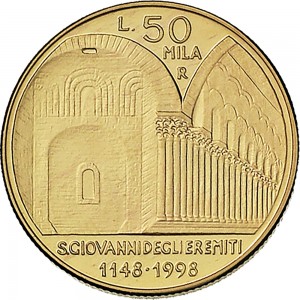 2389R 50.000 lire 1998 Chiesa di San Giovanni degli Eremiti Roma Oro