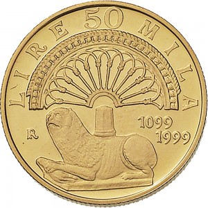 2391R 50.000 lire 1999 Duomo di Modena Roma Oro