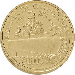 2395R 50.000 lire 2001 Reggia di Caserta Roma Oro