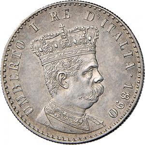 1698D 1/10 di tallero da 50 centesimi 1890 Valore su due rami di alloro Milano Argento