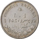 1695R 2/10 di tallero da 1 lira 1890 Valore su due rami di alloro Roma Argento