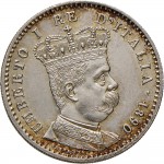 1695D 2/10 di tallero da 1 lira 1890 Valore su due rami di alloro Roma Argento