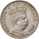 1696D 2/10 di tallero da 1 lira 1891 Valore su due rami di alloro Roma Argento