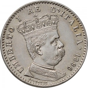 1697D 2/10 di tallero da 1 lira 1896 Valore su due rami di alloro Roma Argento