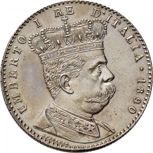 1693D 4/10 di tallero da 2 lire 1890 Valore su due rami di alloro Roma Argento