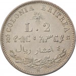 1694R 4/10 di tallero da 2 lire 1896 Valore su due rami di alloro Roma Argento