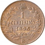 1309R 1 centesimo 1896 Valore entro semicorona di alloro e quercia Roma Rame