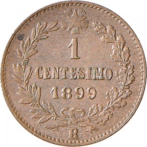1311R 1 centesimo 1899 Valore entro semicorona di alloro e quercia Roma Rame