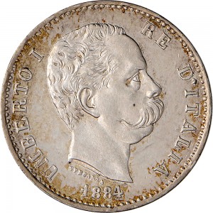 1283D 1 lira 1884 Scudo sannitico Roma Argento