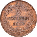 1306R 2 centesimi 1900 Valore entro semicorona di alloro e quercia Roma Bronzo