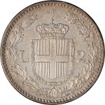 1272R 2 lire 1881 Scudo sannitico 1° tipo Roma Argento