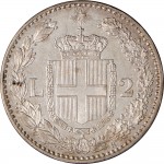 1274R 2 lire 1883 Scudo sannitico 1° tipo Roma Argento
