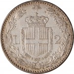 1275R 2 lire 1884 Scudo sannitico 1° tipo Roma Argento