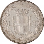 1278R 2 lire 1887 Scudo sannitico 2° tipo Roma Argento
