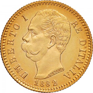1255-001D 20 lire 1882 Scudo sannitico Roma Oro