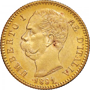 1267D 20 lire 1891 Scudo sannitico Roma Oro