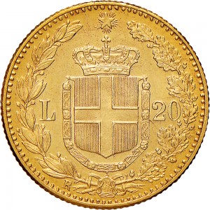 1267-002R 20 lire 1891 Scudo sannitico Roma Oro