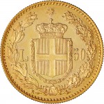 1249R 50 lire 1884 Scudo sannitico Roma Oro