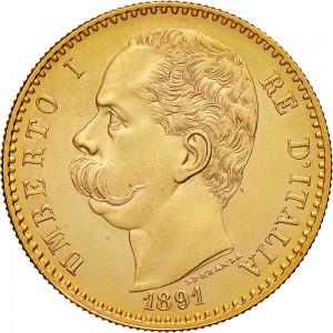 1251D 50 lire 1891 Scudo sannitico Roma Oro
