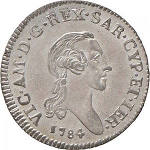 581D 7,6 soldi 1784 Scudo ovale a cartoccio Torino Mistura di argento