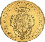 653R Carlino da 5 doppiette 1773 Scudo ovale a cartoccio Torino Oro