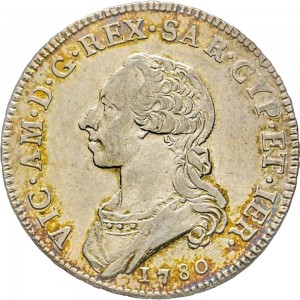 531-001D Mezzo scudo da 3 lire 1780 Scudo rotondo Torino Argento